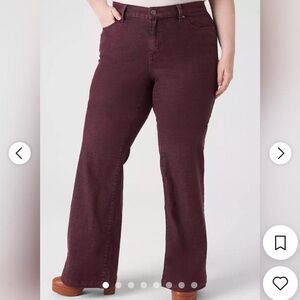 Lane Bryant Burgundy signature fit mid rise flare Jeans - 18
